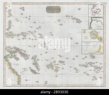 Îles de l'océan Pacifique. Hawaï. Îles Phantom Jardines. Carte DE THOMSON 1830 Banque D'Images