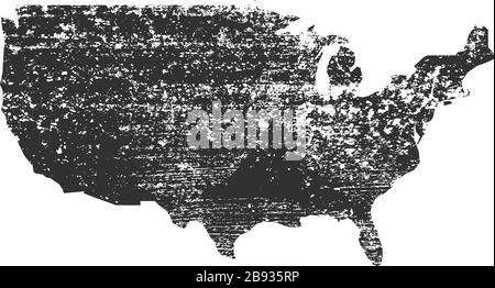 Carte des Etats-Unis Black grunge. Illustration vectorielle de stock isolée sur fond bleu. Illustration de Vecteur