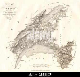 Canton de Vaud. Waadt VAD. Suisse Schweiz Svizra Suisse. Carte DUVOTENAY 1837 Banque D'Images