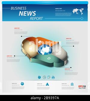Infographie entreprise modèle pour la communication de données interactive Illustration de Vecteur
