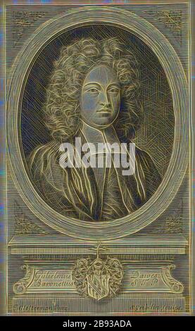 Simon Gribelin, français, 1661-1733, après Johann Closterman, allemand, 1660-1711, sir William Dawes, archevêque de York, entre 1661 et 1733, gravure imprimée à l'encre noire sur du papier posé monté sur du papier vélin, feuille (taillée dans la marque de la plaque) : 15,2 × 9,2 cm (6 × 3 5/8 pouces), repensée par Gibon, conception de la lueur chaleureuse et gaie de la luminosité et des rayons de lumière radiance. L'art classique réinventé avec une touche moderne. La photographie inspirée du futurisme, qui embrasse l'énergie dynamique de la technologie moderne, du mouvement, de la vitesse et révolutionne la culture. Banque D'Images