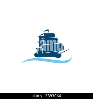 Modèle de logo bateau à voile Illustration conception. EPS vectoriel 10. Banque D'Images