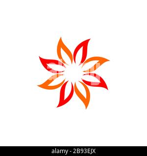 Modèle de logo Flower de pétales de flamme Illustration conception. EPS vectoriel 10. Banque D'Images