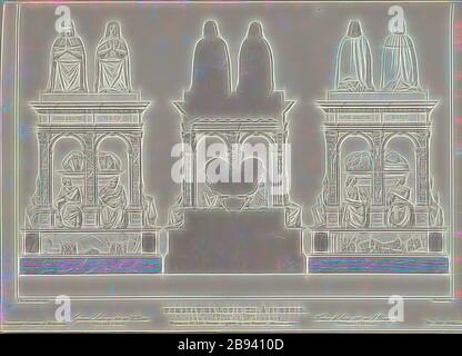 Tombe de Louis XII, Saint-Denis. Élévation et découpage, tombe de Louis XII (1462-1515) dans la cathédrale de Saint-Denis, signé : J. de Mérindol del, Ribault sc, Fig. 55, p. 240, Merindol, Jules Charles Joseph de (DEL.), Ribault, Auguste Louis François (sc.), 1853, Jules Gailhabaud : monuments anciens et modernes : collection présentant une histoire de l'architecture des différents peuples à toutes les épiques. Paris : Librairie de Firmin Didot frères, 1853 ans, réimaginé par Gibon, design chaleureux et gai, lumineux et lumineux. L'art classique réinventé avec une touche moderne. Photographie i Banque D'Images