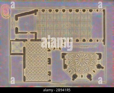 Plan au sol de la salle Crosby, Londres, plan d'étage de l'édifice historique de la salle Crosby, à Londres, signé : J. Palmer Del, J. Roffe, sc, publié par Longman & Co, Fig. 67, PL. I, après p. 186, Palmer, J. (DEL.), Roffe, John (gravure), Longman & Co. (Publié), 1813, John Britton: Les antiquités architecturales de la Grande-Bretagne: Représentées et illustrées dans une série de vues, élévations, plans, sections et détails de divers édifices anglais anciens: Avec des comptes historiques et descriptifs de chacun. BD 4. Londres: J. Taylor, 1807-1826, réimaginé par Gibon, conception de chaleureux gai brillant de br Banque D'Images