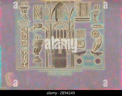 Église de l'abbaye de Malmesbury, Wiltshire, élévation d'une partie de la nef, Détails de l'église de l'abbaye de Malmesbury à Malmesbury, Wiltshire, signé : dessiné par G. Cattermole, Etch'd par J. le Keux, publié par Longman & Co, Fig. 34, p. 260, Cattermole, George (dessin), Keux, John le (gravure), Longman & Co. (Publié), 1819, John Britton: Les antiquités architecturales de la Grande-Bretagne: Représentées et illustrées dans une série de vues, élévations, plans, sections et détails de divers édifices anglais anciens: Avec des comptes historiques et descriptifs de chacun. BD 5. Londres: J. Taylor, 1807-1826, réimaginé Banque D'Images