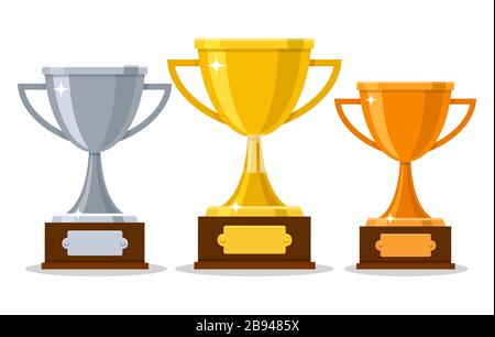 Trophées en bronze doré argenté Illustration de Vecteur