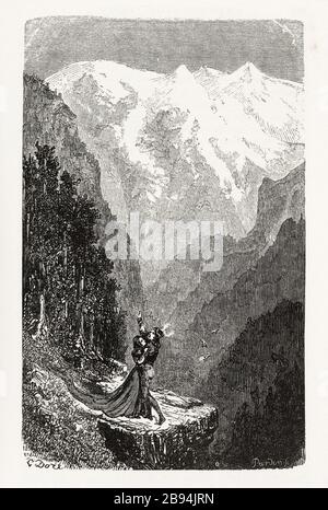 Bonheur des chastelains. Illustration pour Honoré de Balzac, The Tales comical, Paris : Bibliothèque de la Société générale, 1855 (rating: R8 ° Cc1405) Gustave Doré (1832-1883), dessinateur et Paul Riault (XIXème siècle), cimetière. 'Béatitude des chastelains.' Illustration pour Honoré de Balzac, 'les Contes drolatiquess', Paris : Société générale de librairie, 1855'. Paris, Maison de Balzac. Banque D'Images