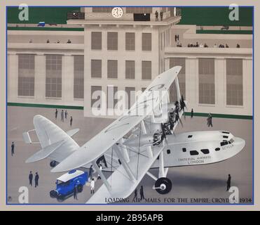 Vintage GPO AirMail affiche avion Croydon Airfield UK chargement des messages aériens pour l'Empire: Croydon 1934, affiche GPO H S Williamson (Harold Sandys 1892-1978) Banque D'Images