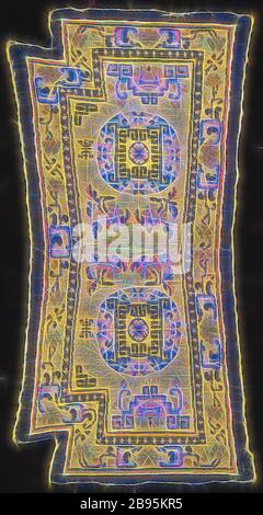 Tapis de selle, 1800-1825, laine, coton, 53-1/16 x 26-1/4 in., textile et Fashion Arts, repensé par Gibon, design de gaie chaud de luminosité et rayons de lumière radiance. L'art classique réinventé avec une touche moderne. La photographie inspirée du futurisme, qui embrasse l'énergie dynamique de la technologie moderne, du mouvement, de la vitesse et révolutionne la culture. Banque D'Images