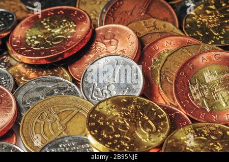 Couronne tchèque, pièces de monnaie de la République tchèque (CTK photo/Vojtech Vlk) Banque D'Images