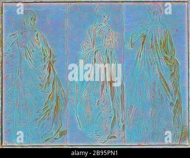 Trois Dames permanentes, Jean-Baptiste Joseph Pater (français, 1695-1736), vers 1721, craie rouge et graphite sur papier, 5-3/4 x 7-7/8 in., réimaginée par Gibon, design de glanissement chaleureux et gai de la luminosité et des rayons de lumière radiance. L'art classique réinventé avec une touche moderne. La photographie inspirée du futurisme, qui embrasse l'énergie dynamique de la technologie moderne, du mouvement, de la vitesse et révolutionne la culture. Banque D'Images