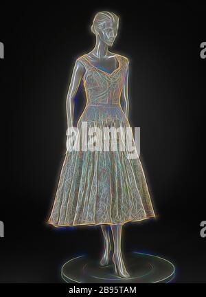 Robe, inconnue, fin des années 1940, taffetas, filet, dentelle, paillettes, A) robe : dos central 50 po., front central 41 po., buste 29 po., taille 26 po., hanches 34 po., épaules 18 po. B) Slip: Centre arrière 39-1/2 in., centre avant 40-1/2 in., buste 30 in., taille 26 in., hanches 33 in., American, textile and Fashion Arts, repensé par Gibon, conception de chaud brillant gai de luminosité et rayons de lumière radiance. L'art classique réinventé avec une touche moderne. Photographie inspirée par le futurisme, embrassant l'énergie dynamique de la technologie moderne, le mouvement, la vitesse et révolutionnez la culture. Banque D'Images