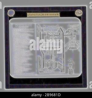 Diapositive lanterne - Tangyes Ltd, Schéma du moteur de Newcomen, vers 1910, une des 239 diapositives lanternes en verre représentant des produits fabriqués par les ingénieurs de Tangyes Limited de Birmingham, Angleterre. Les images comprennent divers produits tels que les moteurs, les pompes centrifuges, les pompes hydrauliques, les producteurs de gaz, les machines d'essai de matériaux, les presses, les machines-outils, les vérins hydrauliques, etc. Tangyes était une entreprise qui a exploité de 1857 à 1957. Ils ont produit une grande variété d'ingénierie, réimaginé par Gibon, conception de chaleureux gai lumineux et lumineux rayonnant de la luminosité et de rayons de lumière. L'art classique réinventé avec une touche moderne. P Banque D'Images