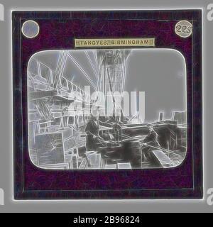 Diapositive lanterne - Tangyes Ltd, Richard Tangye avec SS Great Eastern, 1858, une des 239 diapositives lanternes en verre représentant des produits fabriqués par les ingénieurs de Tangyes Limited de Birmingham, Angleterre. Les images comprennent divers produits tels que les moteurs, les pompes centrifuges, les pompes hydrauliques, les producteurs de gaz, les machines d'essai de matériaux, les presses, les machines-outils, les vérins hydrauliques, etc. Tangyes était une entreprise qui a exploité de 1857 à 1957. Ils ont produit une grande variété d'ingénierie, réimaginé par Gibon, conception de chaleureux gai lumineux et lumineux rayonnant de la luminosité et de rayons de lumière. L'art classique réinventé avec un twi moderne Banque D'Images