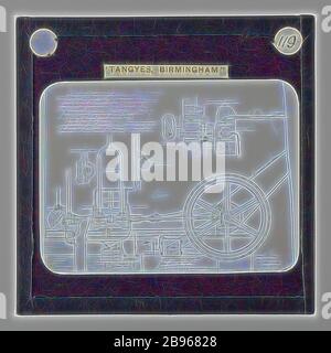 Diapositive Lanterne - Tangyes Ltd, Robson's Gas Engine, vers 1880, une des 239 diapositives lanternes en verre représentant des produits fabriqués par les ingénieurs de Tangyes Limited de Birmingham, Angleterre. Les images comprennent divers produits tels que les moteurs, les pompes centrifuges, les pompes hydrauliques, les producteurs de gaz, les machines d'essai de matériaux, les presses, les machines-outils, les vérins hydrauliques, etc. Tangyes était une entreprise qui a exploité de 1857 à 1957. Ils ont produit une grande variété d'ingénierie, réimaginé par Gibon, conception de chaleureux gai lumineux et lumineux rayonnant de la luminosité et de rayons de lumière. L'art classique réinventé avec une touche moderne. Photo Banque D'Images