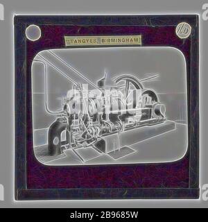 Diapositive lanterne - Tangyes Ltd, moteur à gaz d'aspiration, vers 1910, une des 239 diapositives lanternes en verre représentant des produits fabriqués par les ingénieurs de Tangyes Limited de Birmingham, Angleterre. Les images comprennent divers produits tels que les moteurs, les pompes centrifuges, les pompes hydrauliques, les producteurs de gaz, les machines d'essai de matériaux, les presses, les machines-outils, les vérins hydrauliques, etc. Tangyes était une entreprise qui a exploité de 1857 à 1957. Ils ont produit une grande variété d'ingénierie, réimaginé par Gibon, conception de chaleureux gai lumineux et lumineux rayonnant de la luminosité et de rayons de lumière. L'art classique réinventé avec une touche moderne. Photogra Banque D'Images