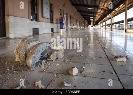 Zagreb, Croatie - 22 mars 2020 : capitale de la Croatie, Zagreb a été frappée par l'ampleur du séisme de 5,5 par Richter. Parties du bâtiment o Banque D'Images