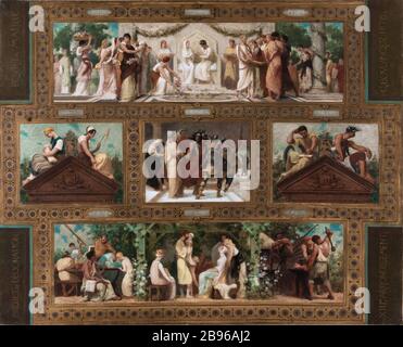 Vertus civiques Gustave Boulanger (1824-1888). 'Vertus ciquess'. Esquisse pour la mairie du XIIIème arrondissement. Huile sur étoile. 1878. Musée des Beaux-Arts de la Ville de Paris, petit Palais. Banque D'Images