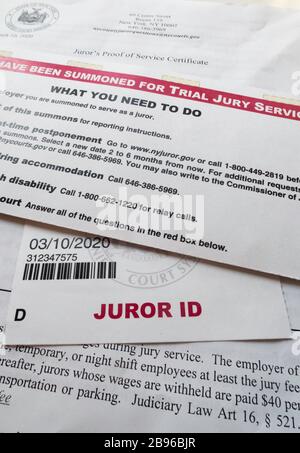 Jury Duty Summons Still Life, New York, États-Unis Banque D'Images