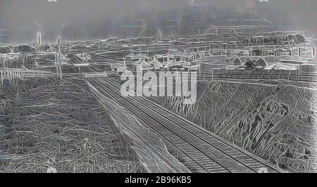 Négatif - vue de la découpe de chemin de fer, Northcote, Victoria, 1892, vue d'une découpe de chemin de fer de Westbourne Grove, Northcote, à côté de la résidence de Thomas Beckett, 1892. Vue sur Brunswick et Melbourne. Photographie prise par Thomas Beckett. Fait partie d'une collection de négatifs sur plaque de verre, pris par le Dr Thomas George Beckett, médecin, radiologue pionnier et photographe amateur entre 1891 et 1910. La collection est principalement de la famille de Beckett, amis, réimaginé par Gibon, conception de chaleureux gai lumineux et rayonnant de lumière. L'art classique réinventé avec une touche moderne. Photo Banque D'Images