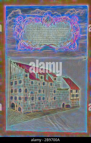 La Résidence de Nuremberg de la famille Derrer, Georg Strauch (allemand, 1613 - 1675), Nuremberg, Allemagne, vers 1626 - 1711, couleurs de Tempera avec des points forts d'or et d'argent sur parchemin, feuille : 37,6 x 26 cm (14 13/16 x 10 1/4 in.), repensé par Gibon, conception de la gaie chaleureuse de luminosité et de rayons de lumière radiance. L'art classique réinventé avec une touche moderne. La photographie inspirée du futurisme, qui embrasse l'énergie dynamique de la technologie moderne, du mouvement, de la vitesse et révolutionne la culture. Banque D'Images