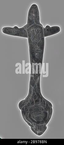 Poignée avec borne faciale, Inconnu, Pompéi, Italie, A.D. du 1° siècle, Bronze, 12,5 cm (4 15/16 po), repensé par Gibon, conception de gaie chaleureuse de luminosité et de rayons de lumière radiance. L'art classique réinventé avec une touche moderne. La photographie inspirée du futurisme, qui embrasse l'énergie dynamique de la technologie moderne, du mouvement, de la vitesse et révolutionne la culture. Banque D'Images