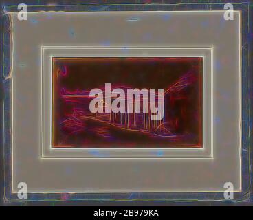 Vue sur la campagne avec château ou palais au sommet de la colline, Armand-Hippolyte-Louis Fizeau (français, 1819 - 1896), vers 1842, Daguerréotype, tithonotype, 9,2 × 15,4 cm (3 5/8 × 6 1/16 in.), repensée par Gibon, design de glanissement chaleureux de la luminosité et des rayons de lumière. L'art classique réinventé avec une touche moderne. La photographie inspirée du futurisme, qui embrasse l'énergie dynamique de la technologie moderne, du mouvement, de la vitesse et révolutionne la culture. Banque D'Images