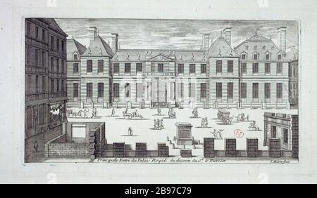 ENTRÉE PRINCIPALE DU PALAIS ROYAL, 1ère arrondissement, PARIS Jean Marot . 'Principale entrée du Palais-Royal, Paris (Ier arr.)'. Eau-forte, 1619-1679. Paris, musée Carnavalet. Banque D'Images