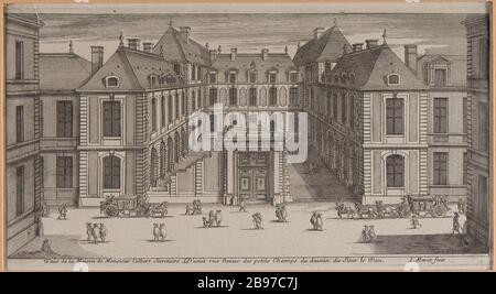 Vue de la Chambre M. Colbert Secrétaire estat sur la rue Neuve petits champs de la conception du siège Vau. Jean Marot (1619-79), auteur, architecte et dessinateur français. Vue de la Maison de Monsieur Colbert secret d'estat rue Neuve des petits champs du sein du siège le Vau. Eau-forte. Paris, Musée Carnavalet, Histoire de Paris. Banque D'Images