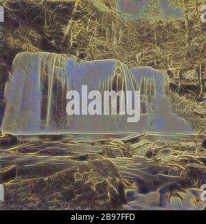 Les Glens des Catskills. Bastion Fall in the Kauterskill gorge., Edward and Henry T. Anthony & Co. (Américain, 1862 - 1902), vers 1864–1866, Albumen argent imprimé, repensé par Gibon, design de gaie chaleureuse de luminosité et de rayons de lumière radiance. L'art classique réinventé avec une touche moderne. La photographie inspirée du futurisme, qui embrasse l'énergie dynamique de la technologie moderne, du mouvement, de la vitesse et révolutionne la culture. Banque D'Images