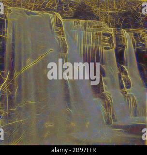 Les Glens des Catskills. The Bastion Fall, Kauterskill Glen., Edward et Henry T. Anthony & Co. (Américain, 1862 - 1902), vers 1869, Albumen argent imprimé, repensé par Gibon, design de gaie chaleureuse de luminosité et de rayons de lumière radiance. L'art classique réinventé avec une touche moderne. La photographie inspirée du futurisme, qui embrasse l'énergie dynamique de la technologie moderne, du mouvement, de la vitesse et révolutionne la culture. Banque D'Images