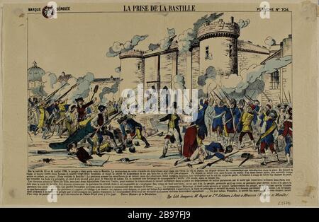 La Bastille (plaque n° 707). 'La pry de la Bastille, 14 juillet 1789'. Paris, musée Carnavalet. Banque D'Images