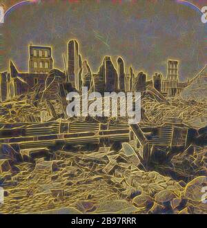 Palmer House monté avec : ruines du Chicago Fire, 1871., Lovejoy & Foster, environ 1870 et 1871, impression argentée d'albumine, revisitée par Gibon, conception de lumière brillante et chaude et rayonnante. L'art classique réinventé avec une touche moderne. Photographie inspirée par le futurisme, embrassant l'énergie dynamique de la technologie moderne, le mouvement, la vitesse et révolutionnez la culture. Banque D'Images