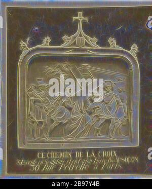 Sculpture de la Cinquième Station de la Croix par Solon, Inconnu, Français, vers 1865, l'impression argentée d'albumine, réimaginé par Gibon, conception de chaleureux gai lumineux et lumineux rayonnant. L'art classique réinventé avec une touche moderne. Photographie inspirée par le futurisme, embrassant l'énergie dynamique de la technologie moderne, le mouvement, la vitesse et révolutionnez la culture. Banque D'Images