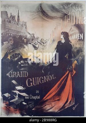 AMI DE L'ORDRE PAR GEORGES Darieu - GRAND GUIGNOL Henri-Patrice Dillon (1851-1909). 'l'ami de l'ordre par Georges Darien - grand guignol, 20, rue Chaptal (l'agonie de la commune)'. Fiche. Paris, musée Carnavalet. Banque D'Images