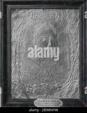 Servaes Chef, Roi Gustav II Adolf, Gustav II Adolf, 1594-1632, Roi de Suède, peinture, portrait, Gustavus Adolphus de Suède, 1632, cuir doré, pressé, hauteur, 38 cm (14.9 pouces), largeur, 31 cm (12.2 pouces), signé, Servatius Cocus fecit Ao 1632, réimaginé par Gibon, design chaleureux et joyeux, lumineux et radiance des rayons lumineux. L'art classique réinventé avec une touche moderne. Photographie inspirée par le futurisme, embrassant l'énergie dynamique de la technologie moderne, le mouvement, la vitesse et révolutionnez la culture. Banque D'Images