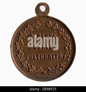 Hommage à la Révolution de 1848, 23 et 24 février (titre factice) Pillart. Médaille sur l'hommage à la Révolution du 23 et 24 février 1848. Cuivre. 1848. Paris, musée Carnavalet. Banque D'Images