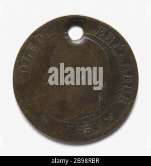 Napoléon III (1808-1873) Empereur, 1855 (titre factice) Albert-désiré Barré (1818-1878). Médaille de Napoléon III (1808-1873) empereur, 1855. Paris, musée Carnavalet. Banque D'Images