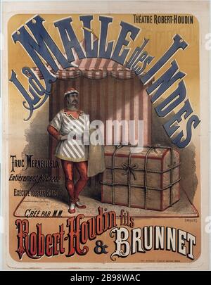 THÉÂTRE ROBERT-HOUDIN, 8 BOULEVARD D'ITALIEN - LE TRONC D'ILDES PAR ROBERT HOUDIN SON ET BRUNNET BARBIZET. 'Théâtre Robert-Houdin, 8 boulevard des Italiens - la Malle des Indes par Robert Houdin fils et BrunNet'. Fiche. Paris, musée Carnavalet. Banque D'Images