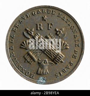 Hommage au révolutionnaire de février 1848 (titre factice) hommage aux bénévoles de février 1848. Laiton, 1848. Paris, musée Carnavalet. Banque D'Images