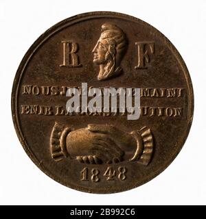 Premier anniversaire de la deuxième République, 1849 hommage aux victimes de la Révolution de 1848 (titre factice) Médaille du premier anniversaire de la République, 1849. Hommage aux temps de la Révolution de 1848. Réalisé en 1849. Paris, musée Carnavalet. Banque D'Images
