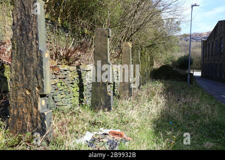 tenter posts marsden moulin west yorkshire Banque D'Images