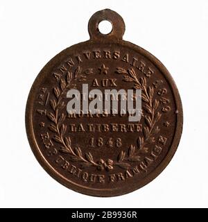 Premier anniversaire de la deuxième République, hommage aux morts de la Révolution de 1848, 1849 (titre factice) Médaille du premier anniversaire de la République, hommage aux morts de la Révolution de 1848. Réalisé en 1849. Paris, musée Carnavalet. Banque D'Images