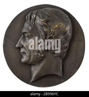 PORTRAIT DE FRANÇOIS JOSEPH LEFEVRE, DUC DE DANZIG (1755-1820), MARÉCHAL DE FRANCE DAVID D'ANGERS (1788-1856). Portrait de François-Joseph Lefèvre, duc de Dantzig (1755-1820), Maréchal de France. Bronze, fonte au sable. XIXème siècle. Paris, musée Carnavalet. Banque D'Images