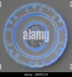 Soucoupe ou assiette avec Jacob Gilles, retraité néerlandais, assiette en porcelaine (?). Peint en marron avec un portrait de M. Jacob Gilles. Jacob Gilles, bordures décorées et fleurs à dispersion, Manueur Oud-Loosdrecht, Loosdrecht, c. 1772 - c. 1784, porcelaine (matériau), h 3.7 cm × d 25.2 cm, repensé par Gibon, conception de lumière chaleureuse et gaie, rayonnant de lumière et de rayonnement. L'art classique réinventé avec une touche moderne. Photographie inspirée par le futurisme, embrassant l'énergie dynamique de la technologie moderne, le mouvement, la vitesse et révolutionnez la culture. Banque D'Images