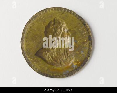 Nicolas Boileau dit Anonyme. 'Nicolas Boileau (1636-1711)'. Cuivre repousé doré. Paris, musée Carnavalet. Banque D'Images