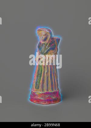 Tasse Monk, coupe de faïence émaillée de plomb, en forme de nonne. La tasse est recouverte de vernis vert et jaune. La capuche à l'arrière forme la tasse. Un ornement de tendrils court le long du bord inférieur du tapis., anonyme, pays-Bas, c. 1600 - c. 1610, faïence, glaçure de plomb, h 21.9 cm × d 10.5 cm, repensé par Gibon, design chaleureux et gai lumineux, rayonnant de lumière et de lumière rayonnante. L'art classique réinventé avec une touche moderne. Photographie inspirée par le futurisme, embrassant l'énergie dynamique de la technologie moderne, le mouvement, la vitesse et révolutionnez la culture. Banque D'Images