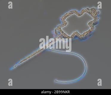 Miroir d'argent, décoré avec 'la leçon de danse' de Jan Steen, en forme de croix russe. Le cadre est composé de motifs néo-rococo et est couronné par une rocaille cartouche dans laquelle et de soulager une reproduction de la peinture de Jan Steen 'la leçon de danse'., anonyme, Friesland (éventuellement), 1909, argent (métal), verre, amalgame, h 46.3 cm × l 14.4 cm × l 342 gr, réimaginé par Gibon, design chaleureux et joyeux, lumineux et radiance des rayons lumineux. L'art classique réinventé avec une touche moderne. Photographie inspirée par le futurisme, embrassant l'énergie dynamique de la technologie moderne, le mouvement, la vitesse Banque D'Images