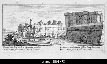 Vue sur la Bastille à Paris, à côté de la vieille porte Saint-Antoine Israël Silvestre (1621-1691). 'Vue de la Bastille de Paris, côté de l'ancienne porte Saint-Antoine'. Eau-forte, 1650-1655. Paris, musée Carnavalet. Banque D'Images